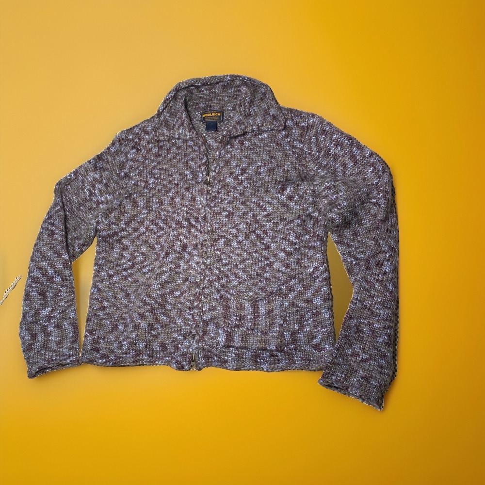 Woolrich Knitted Sweater Womens Front Zip Pocket Medium Cottage Core